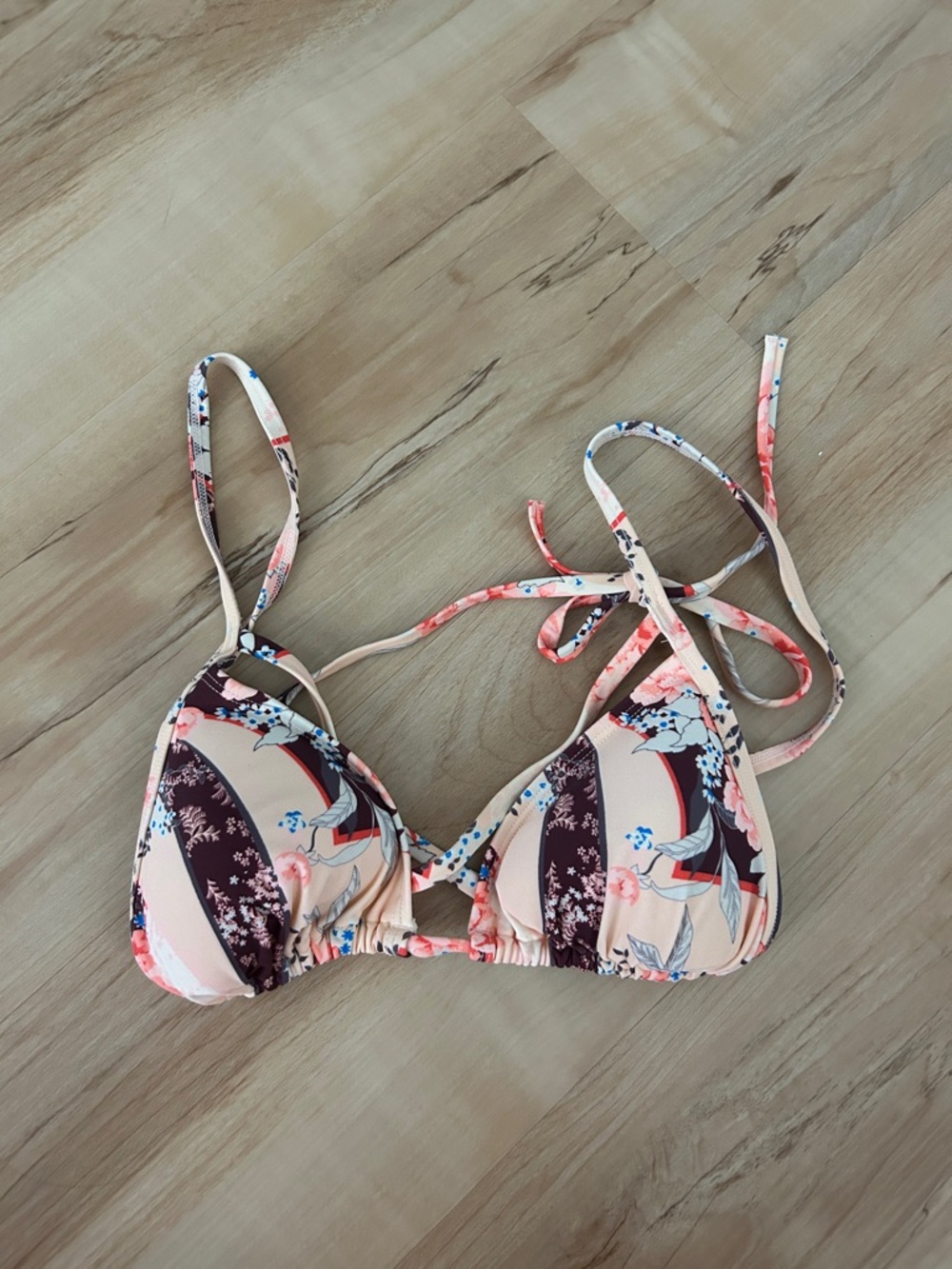 Express Peach Floral String Bikini Top